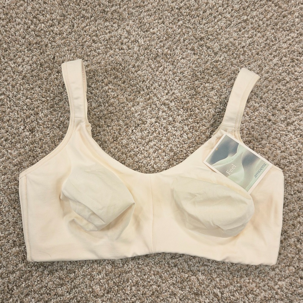 Amoena 38D Bra Candlelight Jada Mastectomy Wireless Back Closure 2149 NEW